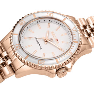 Angle shot of Sector R3253161531 White Dial Rose Gold Stainless Steel Womens Watch on white background