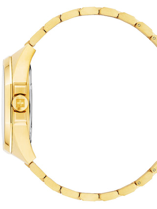 Angle shot of Swiss Alpine Military 7005.1117 Black Dial Gold Stainless Steel Unisex Watch on white background