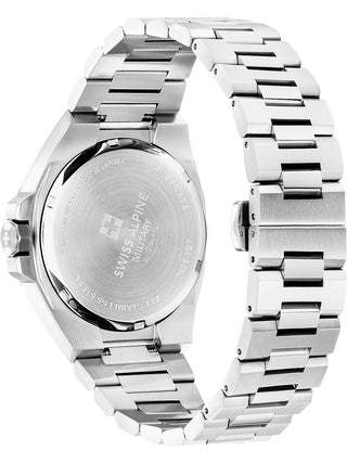 Angle shot of Swiss Alpine Military 7005.1135 Blue Dial Silver Stainless Steel Unisex Watch on white background