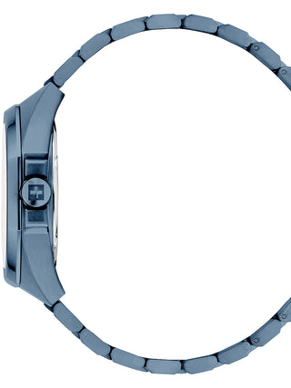 Angle shot of Swiss Alpine Military 7005.1195 Blue Stainless Steel Unisex Watch on white background