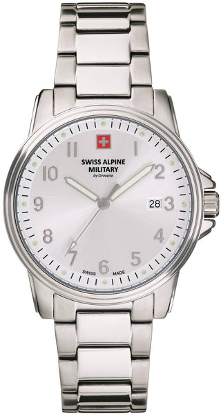 Front view of Swiss Alpine Military 7011.1132.-.GW Mens Watch on white background