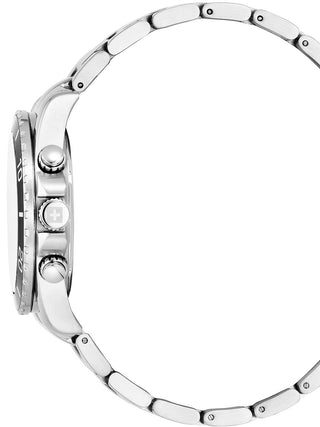 Angle shot of Swiss Alpine Military Chronograph 7029.9135 Blue Dial Silver Stainless Steel Unisex Watch on white background