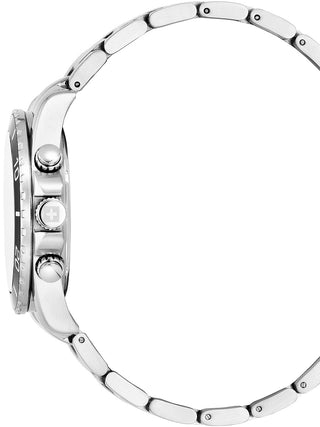 Angle shot of Swiss Alpine Military Chronograph 7029.9136 Red Dial Silver Stainless Steel Unisex Watch on white background