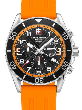 Front view of Swiss Alpine Military Chronograph 7029.9839 Silicone Unisex Watch on white background
