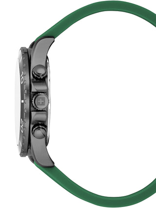 Angle shot of Swiss Alpine Military Chronograph 7029.9874 Green Silicone Unisex Watch on white background