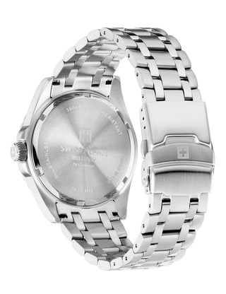 Angle shot of Swiss Alpine Military 7034.1132 Grey Dial Silver Stainless Steel Unisex Watch on white background