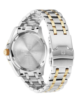 Angle shot of Swiss Alpine Military 7034.1148 Green Dial Gold Stainless Steel Unisex Watch on white background