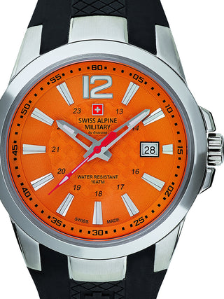 Front view of Swiss Alpine Military 7058.1839 Black Silicone Unisex Watch on white background