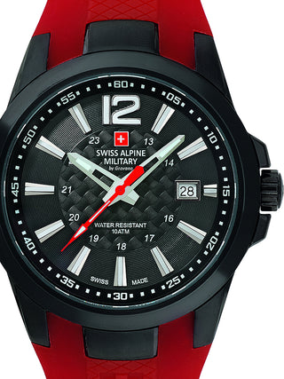 Front view of Swiss Alpine Military 7058.1876 Black Dial Silicone Unisex Watch on white background