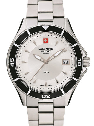 Front view of Swiss Alpine Military 7740.1132 Silver Stainless Steel Womens Watch on white background