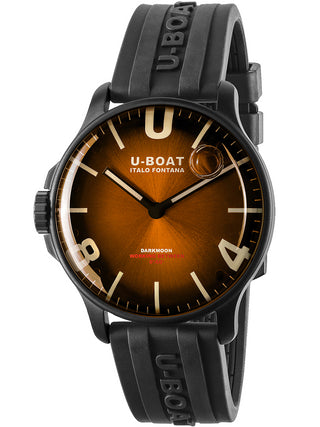 Angle shot of U-Boat 8699/B Brown Dial Black Strap Unisex Watch on white background