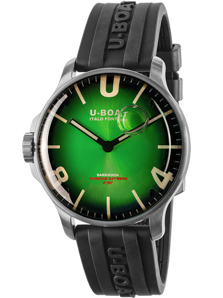 Angle shot of U-Boat 8702/D Green Dial Black Strap Unisex Watch on white background