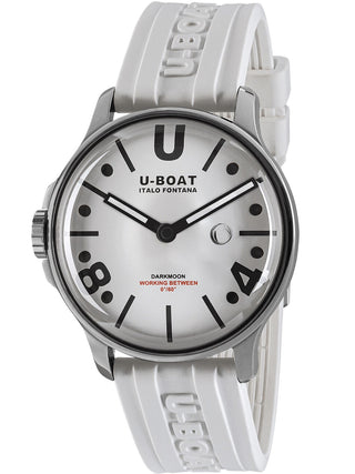 Angle shot of U-Boat 9542 White Unisex Watch on white background