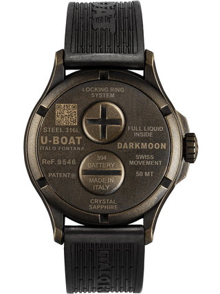 Angle shot of U-Boat Darkmoon Vintage 9546 Brown Dial Black Strap Unisex Watch on white background