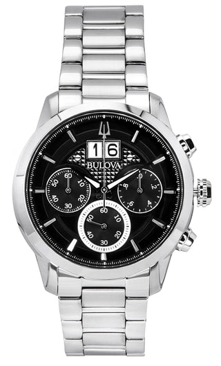 Front view of Bulova Chronograph 96B319 Mens Watch on white background