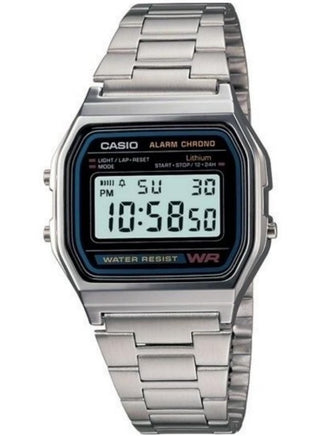 Front view of Casio Vintage A158W-1DF-10 Unisex Watch on white background