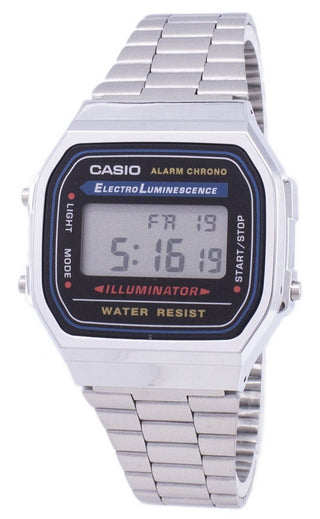 Front view of Casio Vintage A168WA-1WDF Mens Watch on white background