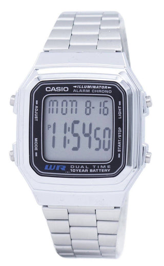 Front view of Casio Vintage A178WA-1ADF Mens Watch on white background