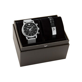 Angle shot of Emporio Armani Luigi Special Pack + Bracelet AR80062SET Mens Watch on white background