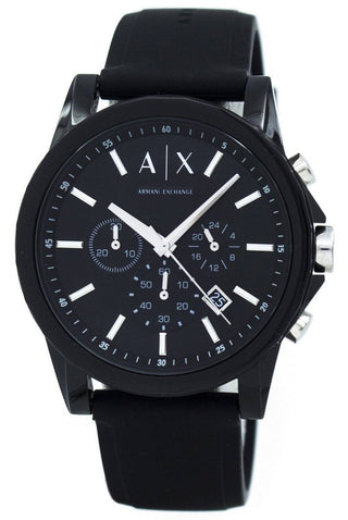 Front view of Armani Exchange Outerbanks Chronograph AX1326 Silicone Mens Watch on white background