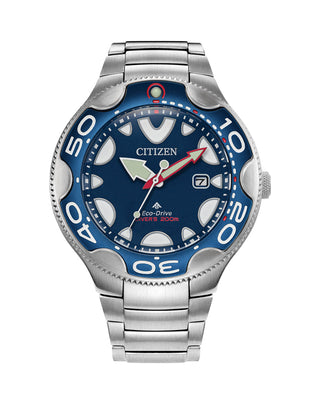 Front view of Citizen Promaster BN0231-52L Blue Dial Steel Stainless Steel Mens Watch on white background