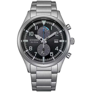 Front view of Citizen Sport Chrono Eco Drive CA7028-81E Mens Watch on white background