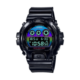 Front view of Casio G-Shock DW-6900RGB-1ER Black Resin Mens Watch on white background