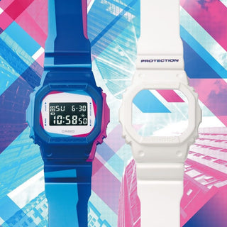 Angle shot of Casio The Origin Parra Special Edition 2 Straps DWE-5600PR-2ER Mens Watch on white background