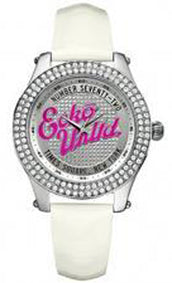 Front view of Marc Ecko The Rollie E10038M2 Leather Womens Watch on white background