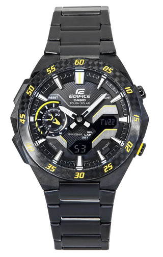 Front view of Casio ECB-2200RC-1A9 Mens Watch on white background