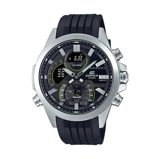 Front view of Casio Edifice ECB-30P-1AEF Black Resin Mens Watch on white background