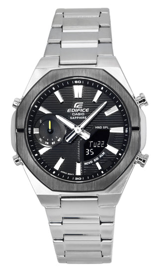 Front view of Casio ECB-S10DB-1A Mens Watch on white background