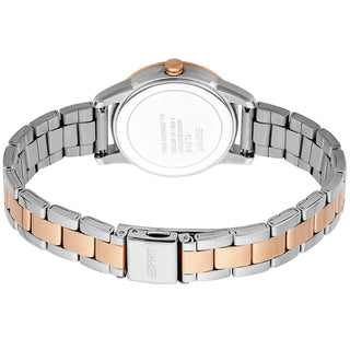 Angle shot of Esprit Wind Glam ES1L315M0125 Grey Dial Rose Gold Stainless Steel Womens Watch on white background