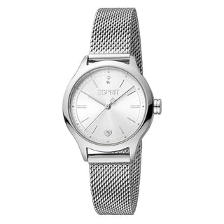 Front view of Esprit LoveMe ES1L330M0035 Grey Stainless Steel Womens Watch on white background