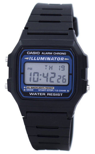 Front view of Casio F-105W-1ADF Mens Watch on white background