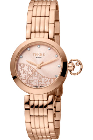 Front view of Ferre Milano FM1L148M0071 Rose Gold Stainless Steel Womens Watch on white background