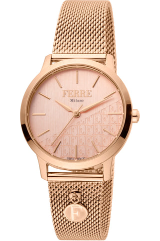 Front view of Ferre Milano FM1L152M0081 Rose Gold Stainless Steel Womens Watch on white background