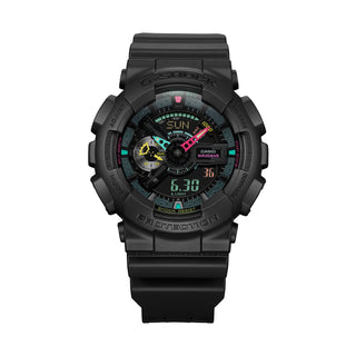 Angle shot of Casio G-Shock GA-110MF-1AER Black Resin Mens Watch on white background