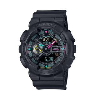 Front view of Casio G-Shock GA-110MF-1AER Black Resin Mens Watch on white background