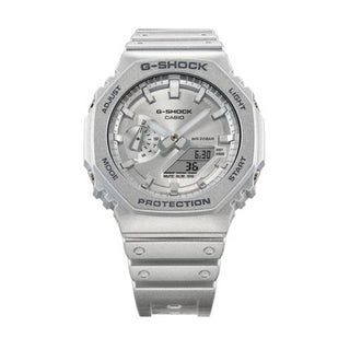 Angle shot of Casio G-Shock GA-2100FF-8AER Grey Resin Mens Watch on white background