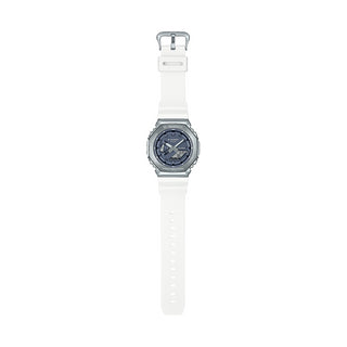 Angle shot of Casio G-Shock GM-2100WS-7AER Grey Dial White Resin Mens Watch on white background