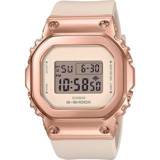 Front view of Casio G-Shock GM-S5600PG-4ER Pink Resin Mens Watch on white background