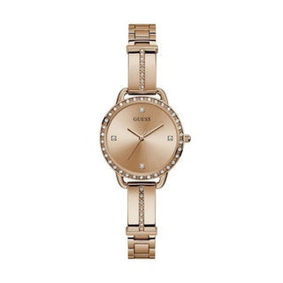 Front view of Guess GW0022L3 Rose Gold Stainless Steel Womens Watch on white background