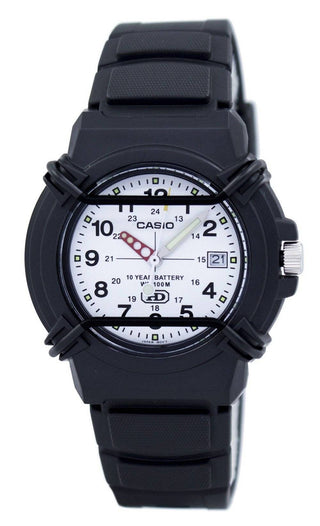 Front view of Casio Collection 10 Years Battery HDA-600B-7BVDF Mens Watch on white background