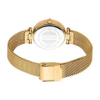 Angle shot of Just Cavalli Glam Chic JC1L280 Modena JC1L280M0045 Grey Dial Gold Stainless Steel Womens Watch on white background