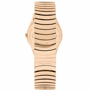 Angle shot of Calvin Klein Whirl K8A23646 Grey Dial Rose Gold Stainless Steel Womens Watch on white background