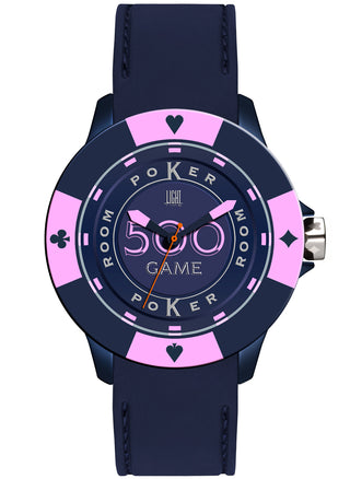 Front view of Light Time Poker Blue / Pink L147HS Mens Watch on white background