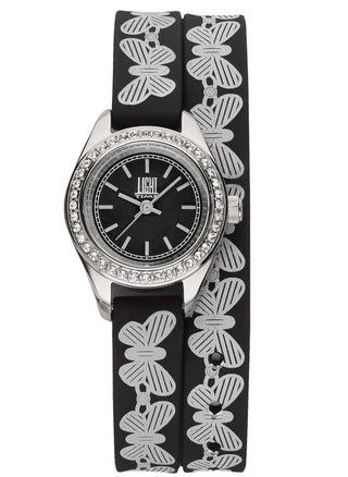 Front view of Light Time Rococo Black Strass L163G Womens Watch on white background