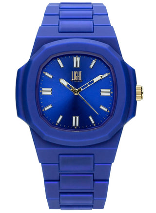 Front view of Light Time Velvet Nautilus Blue L511-BL Mens Watch on white background