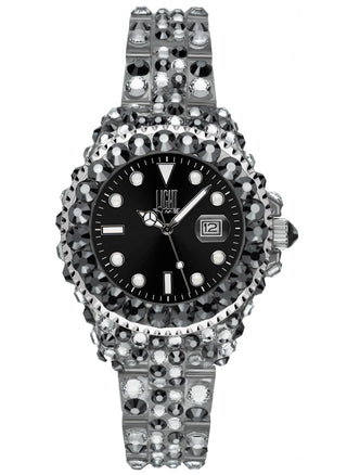 Front view of Light Time Mediterraneo Full Strass / Black L603C Womens Watch on white background